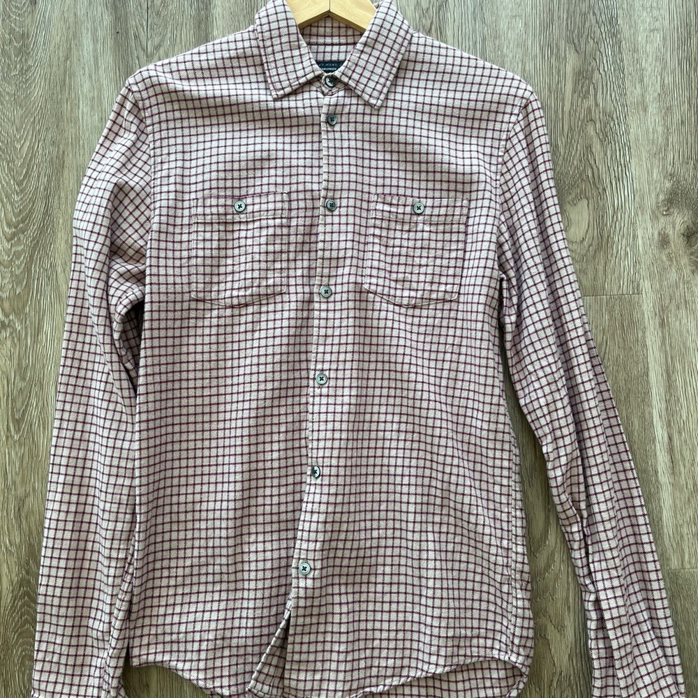 Marc Jacobs beige hunting plaid flannel shrunken fit shirt